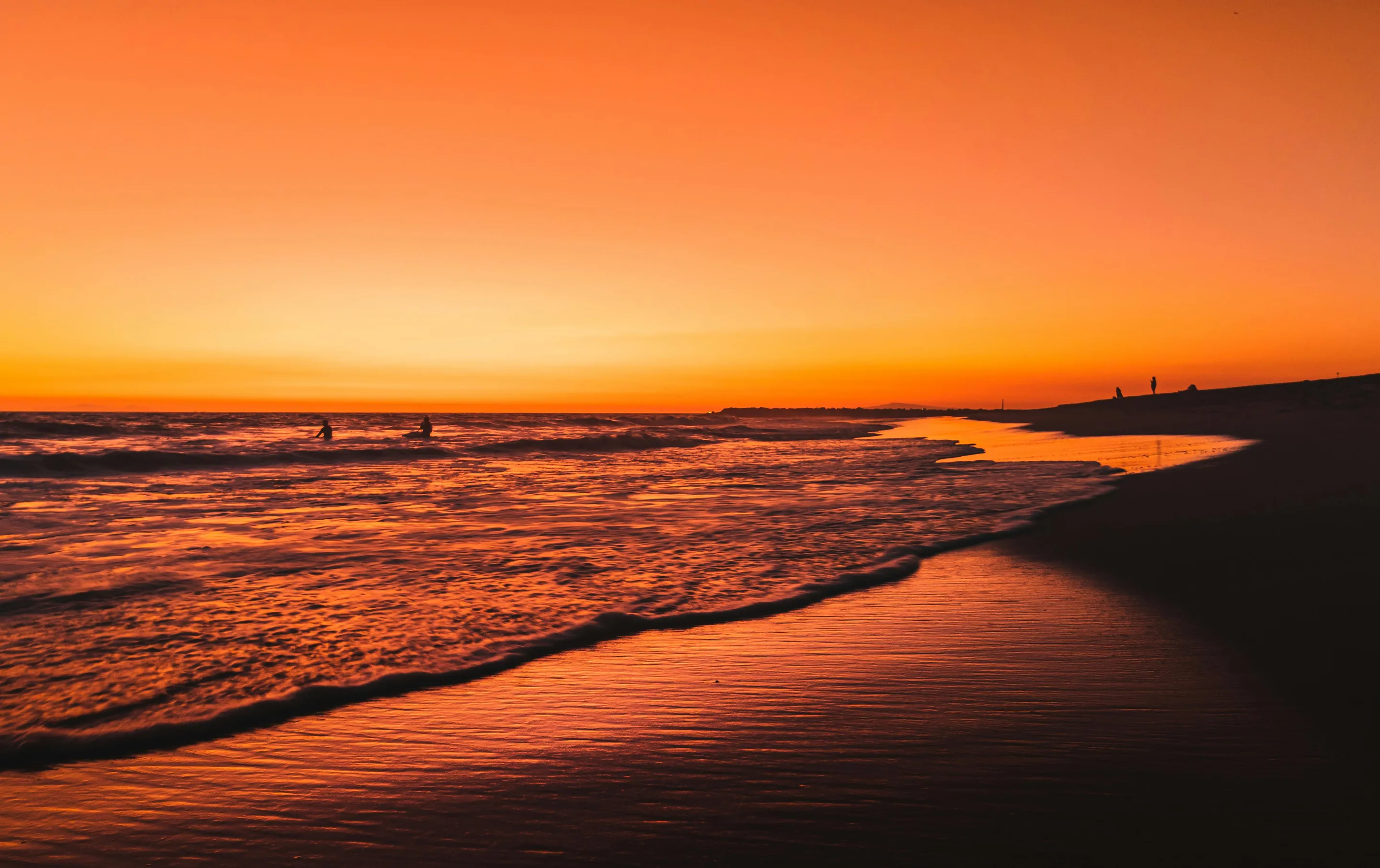 Sunset in Southern California overlooking the beach and ocean