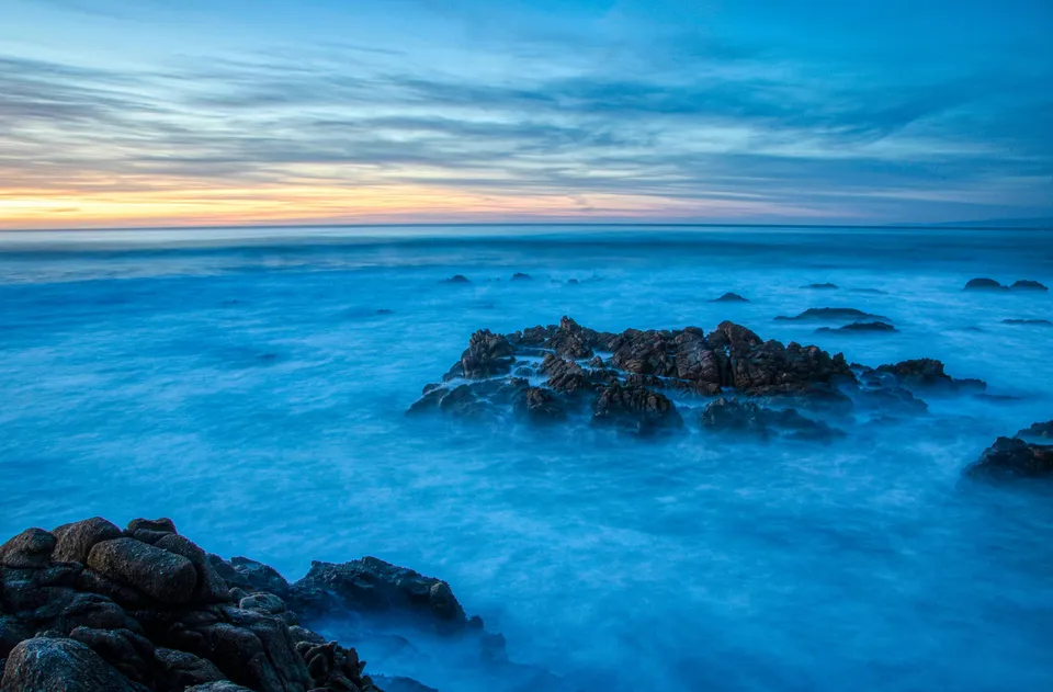 Sunset in Southern California overlooking wave crashing